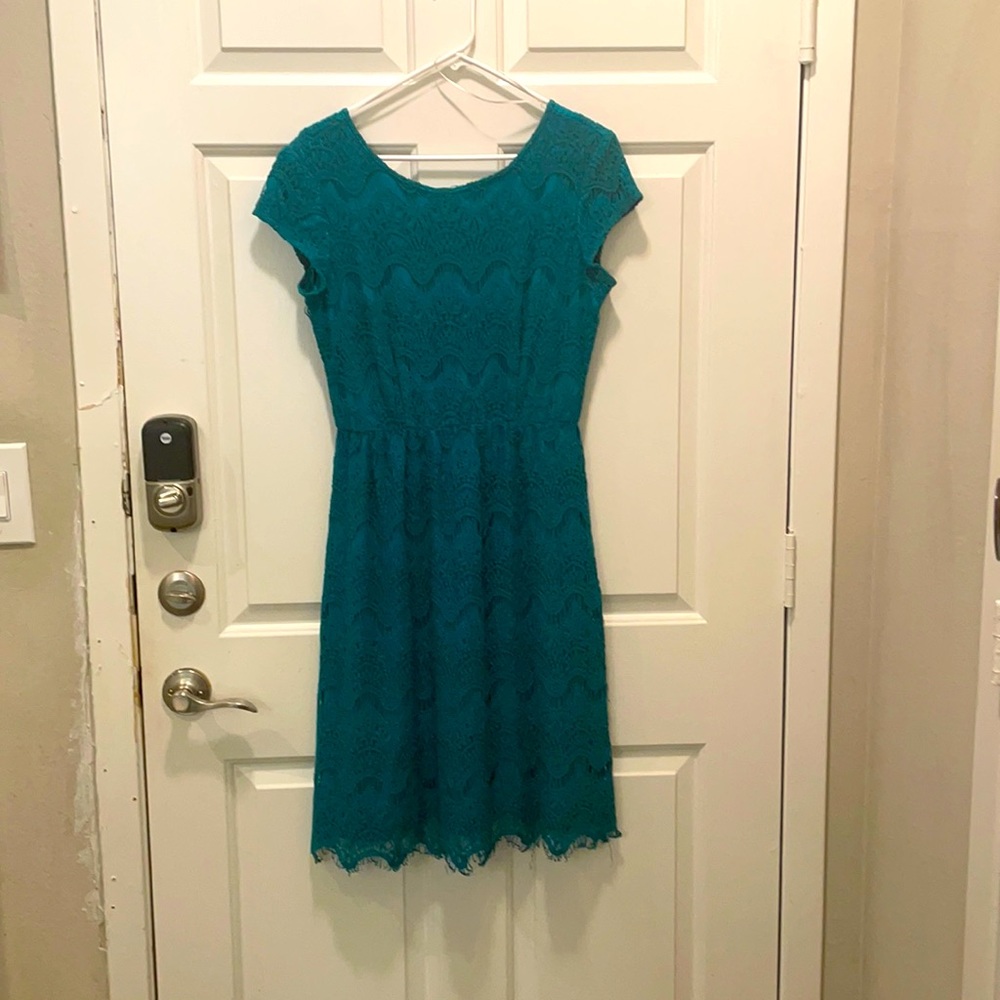 Rods western turquoise crochet western dress